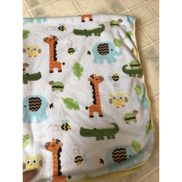 Circo Other - Circo Safari Jungle Zoo Animals Baby Blanket Yellow Sherpa Giraffe Elephant Owl